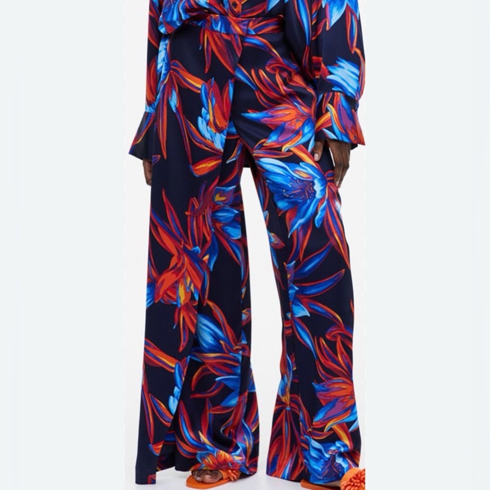 H& M limited edition Floral Print Wide-legs